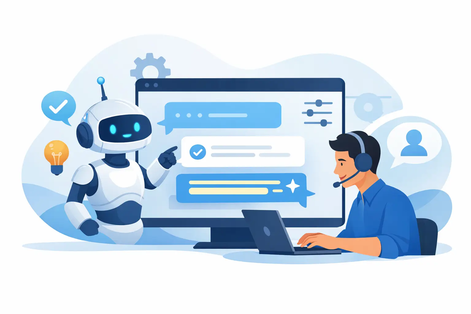 AI assistant drafting customer support replies across email and chat